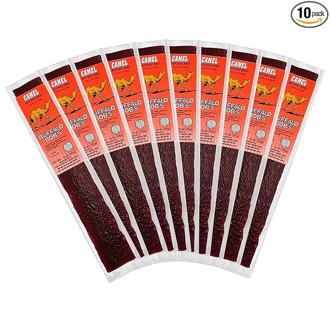Buffalo Bob's Wild Game Meat Snack - Camel with Beef Jerky 10 Pack