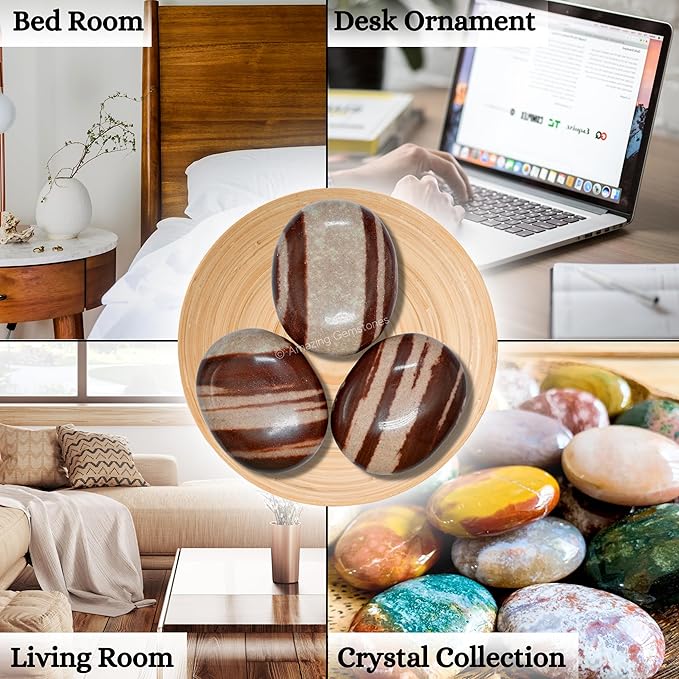 Amazing Gemstone Narmada Shiva Lingam Crystals and Healing Stones - Large Palm Stone Crystals Piedra - Crystal for Good Luck, Positive Energy, Meditation - Unique Stocking Stuffers Gifts for Women