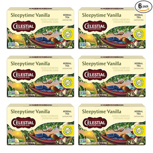 Celestial Seasonings Sleepytime Herbal Tea, Vanilla, Caffeine Free Sleep Tea, 20 Tea Bags Per Box (Pack of 6)