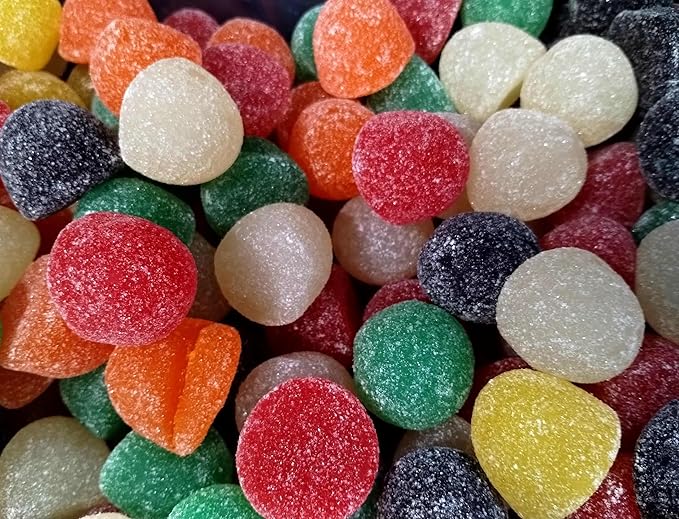Assorted Sugar Sanded Fruit Juju Gum Drops - 2 lbs of Fresh Delicious Bright Chewy Lemon Lime Orange Cherry Pineapple Grape Bulk Candy