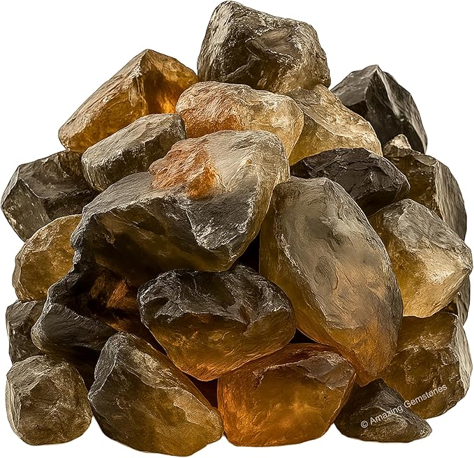 Amazing Gemstone 2 Pieces Smoky Quartz Raw Crystals and Healing Stones, Natural Rocks for Tumbling and DIY Raw Stones and Crystals