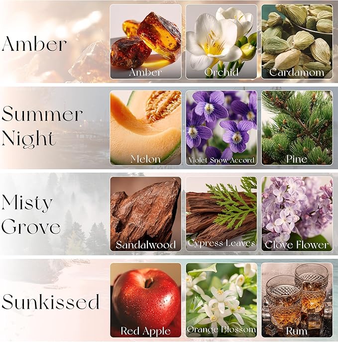 4 Refreshing Scent Bags Wood Car Air Freshener Vent Clip (Darkwood, Sun-Kissed)- Natural Scent Diffuser for Car, Truck & SUV Premium Essential Oil Starter Kit Gift for Men & Women