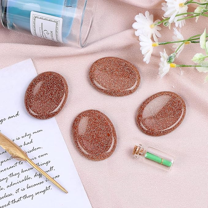 2" Goldstone Worry Stone Palm Stones Meditation Thumb Stone Witchy Decor Gift