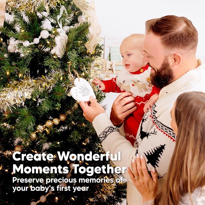 Baby Hand and Footprint Kit - Personalized Newborn Footprint Ornament, Clay Handprint Keepsake,Easy DIY Dog Paw Print Kit,Baby Shower Gifts for Boys,Girls,New Mom Gifts(Snowflakes)