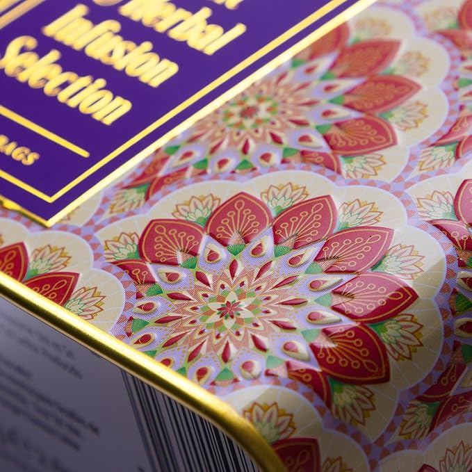 New English Teas Fruit and Herbal Tea in Tin with 40 Teabags - Rosehip & Hibiscus, Peppermint, Chamomile & Black Tea with Lemon & Ginger