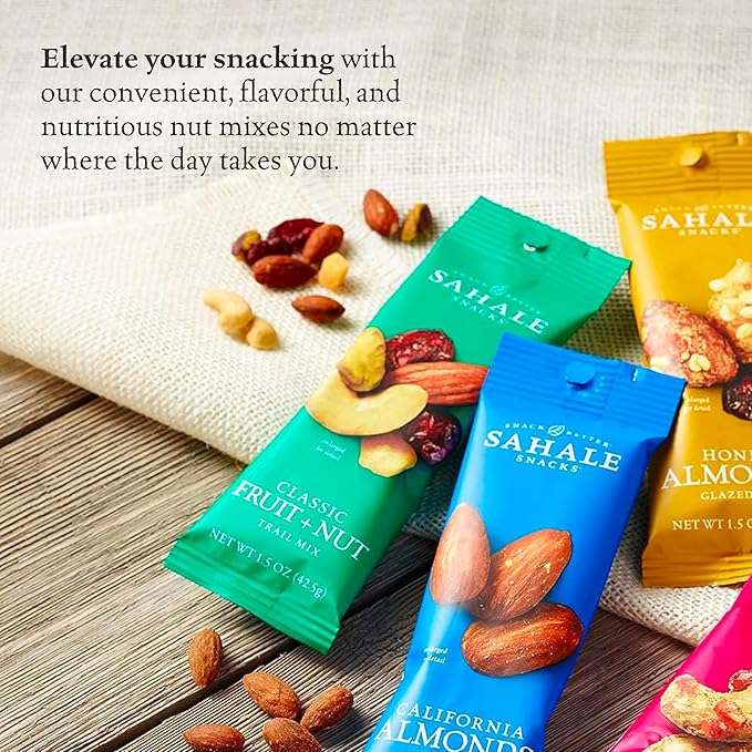 Sahale Snacks Classic Fruit and Nut Trail Mix, 1.5 Oz Grab & Go Bags (18 Packs) - Dry-Roasted Deluxe Mixed Nuts with Apples and Cranberries - Non-GMO, Kosher Trail Mix & Certified Gluten-Free Snacks