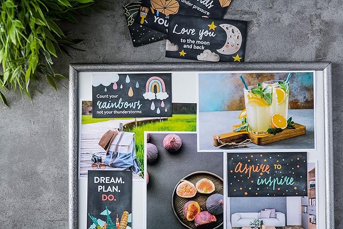 DIVERSEBEE 50 Pack Assorted Inspirational Cards - Motivational Kindness Mini Note Cards, Encouragement Mindfulness Affirmation Card Set with 50 Unique Quotes Business Card Size (Chalkboard)