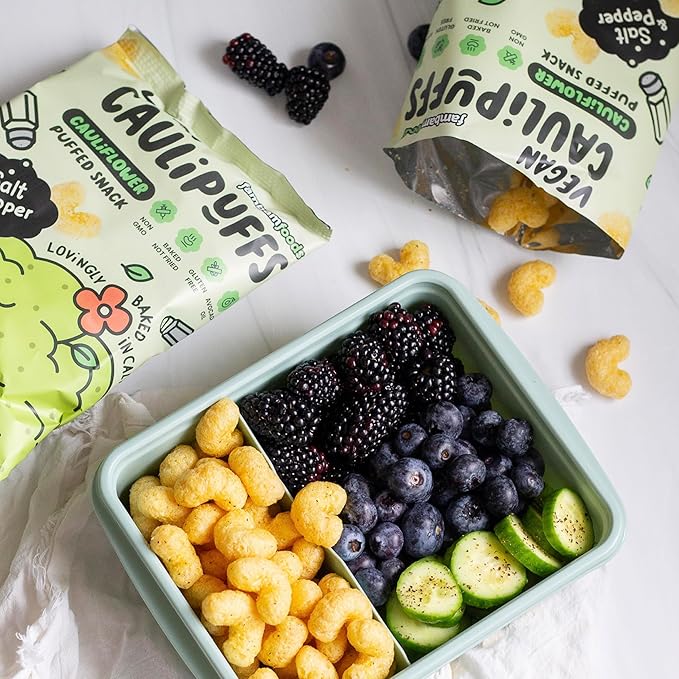 CauliPuffs - Corn, Rice, and Cauliflower Gluten Free Puffed Snack (15 x 0.75oz Bags, Vegan Salt & Pepper)