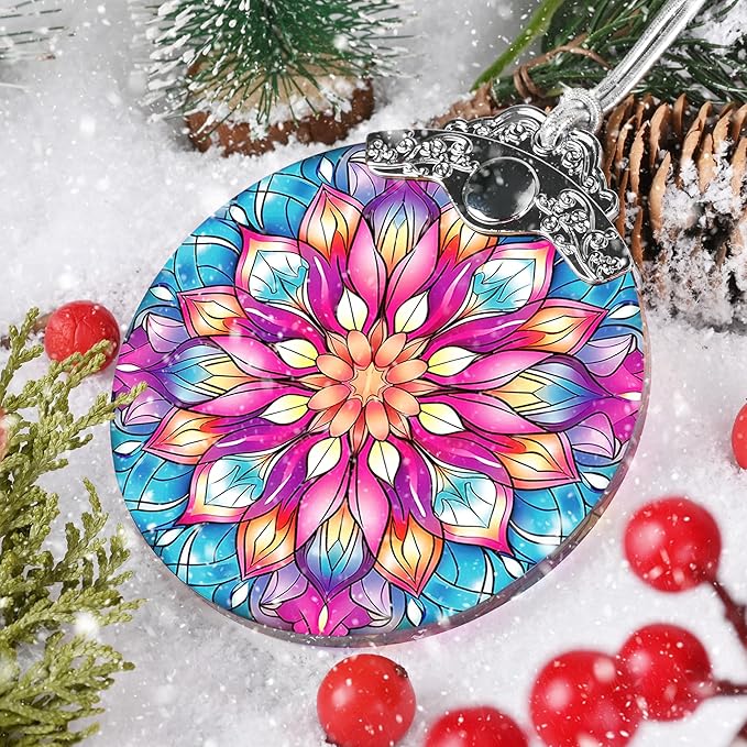Lotus Flower Christmas Ornament - Hanging Decor & Suncatcher - Gifts for Lotus Lovers