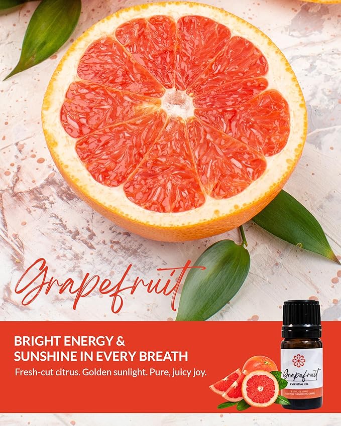 Essence Grapefruit Essential Oil – 100% Pure & Therapeutic Grade – Perfect for Aromatherapy, Diffusers & Recharging Essence Nasal Diffuser Rings – Natural Stress & Mood Support (5mL)