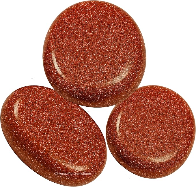 Amazing Gemstone Red Goldstone Crystals and Healing Stones - Large Palm Stone Crystals Piedra - Crystal for Good Luck, Balanced Positive Energy, Meditation - Unique Stocking Stuffers Gifts for Women