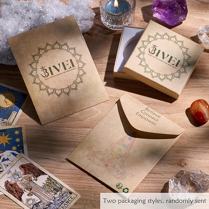 Bivei Natural Gemstone Semi Precious Healing Crystals Handmade Stretchy Round Beads Bracelet, Enhance Positive Energy