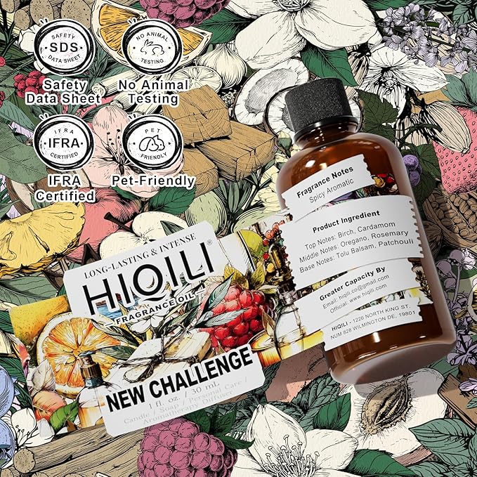 HIQILI New Challenge Fragrance Oil for Diffuser, Inspired by L.Coste Cha-llenge R-Fresh, Candle & Soap Making, Hotel Collection, Long-Lasting Scent - 1 Fl Oz