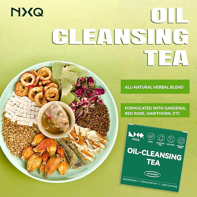NXQ（10 Bags Oil Cleansing Tea:Oil Reducing Tea-A Blend of Winter Melon, Lotus Leaf, Cassia Seed, Poria-Herbal Tea for Live-9 Herbal with Excellent Formula