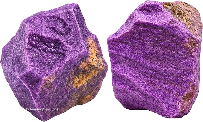 Amazing Gemstone 2 Pieces Stichtite Raw Crystals and Healing Stones, Natural Rocks for Tumbling and DIY Raw Stones and Crystals