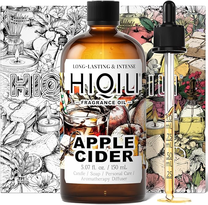 HIQILI Apple Cider Fragrance Oil - Making DIY Candle & Soap, Luxury Wine Scented, for Home & Office Essential Oil Diffuser Use - 5.07 Fl Oz
