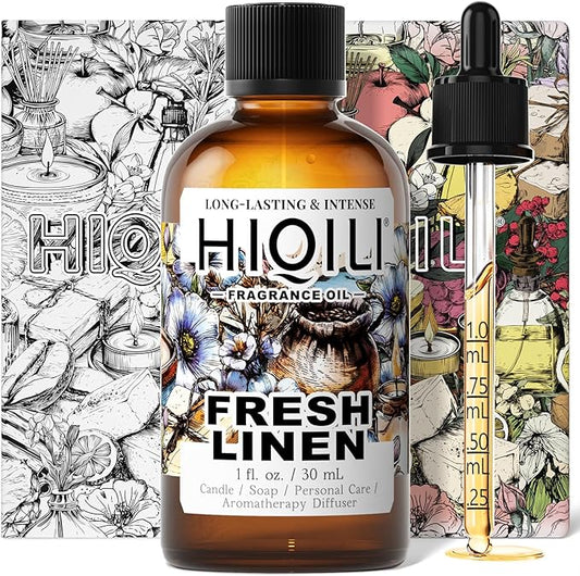 HIQILI Fresh Linen Fragrance Oil for Candle & Room Spray Making, Add to Dryer Balls, Freshie Scents for Essential Oil Diffuser - 1 Fl Oz