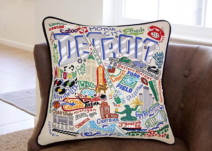 Catstudio Detroit Embroidered Decorative Throw Pillow