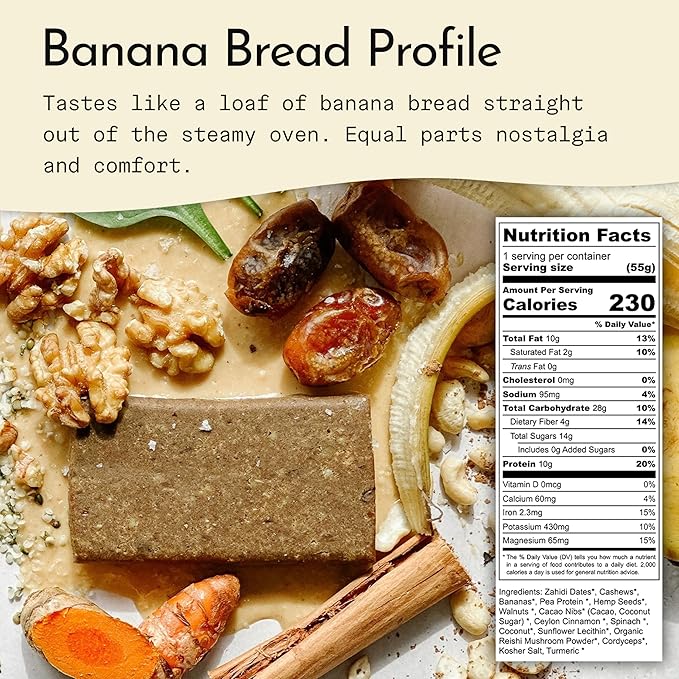 Send Bars Plant-Based Vegan Healthy Protein Bars, With Greens (Banana Bread, 8 Bars) – Only Real Ingredients, Zero Added Sugar, Gluten-Free, Dairy-Free