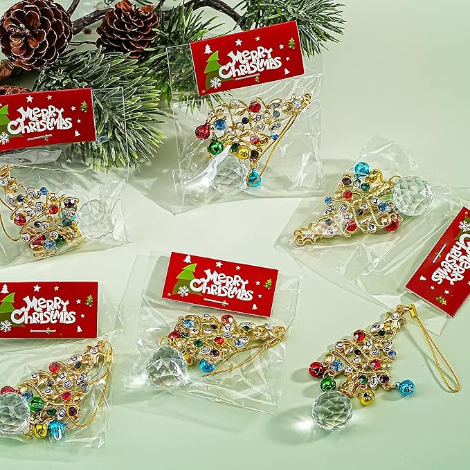 H&D HYALINE & DORA Set of 6 Christmas Tree Ornaments Set Rhinestone Tree Shape Hanging Ornament Crystal Christmas Ornaments Gifts for Xmas Birthday Winter Holiday Decor