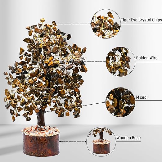 Amazing Gemstone Crystals and Healing Stones Birthday Gifts for Women - Tiger Eye Crystal Tree of Life Home Decor Stocking Stuffers, Bookshelf, Room, Meditation Gift for Dad, Unique Birthday Gifts