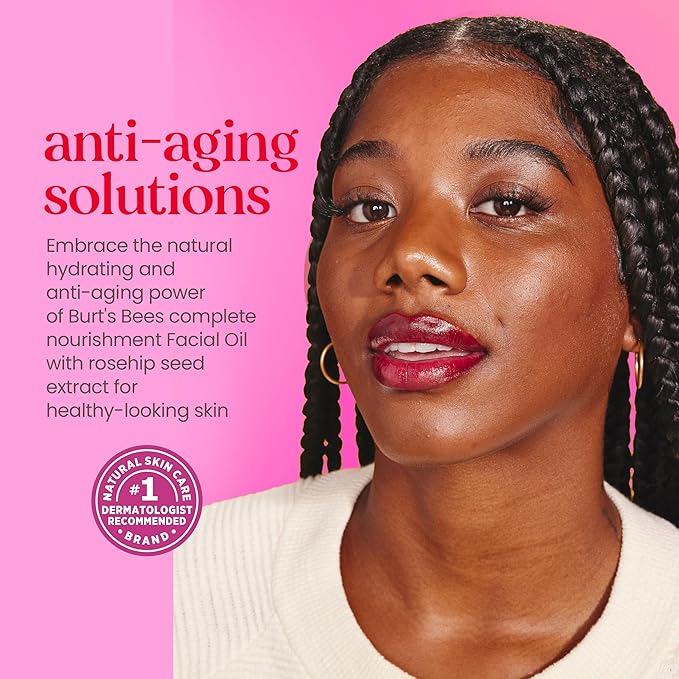 Burt's Bees Gua Sha Face Oil With Rosehip Seed Extract, Reduces Appearance of Fine Lines and Wrinkles, Use with Ice Roller & Facial Tools, Natural Origin Skin Care, 0.51 fl. oz.