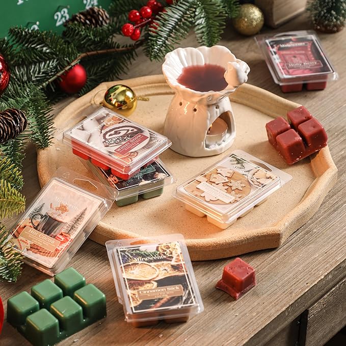 Christmas Scented Wax Melts, Winter Wax Melts, Mix Scented Long Lasting Scented Wax Melt, Nature Soy Wax Cubes for Wax Warmer, Candle Melts Decor Gift, 2.5 oz (6 Pack)