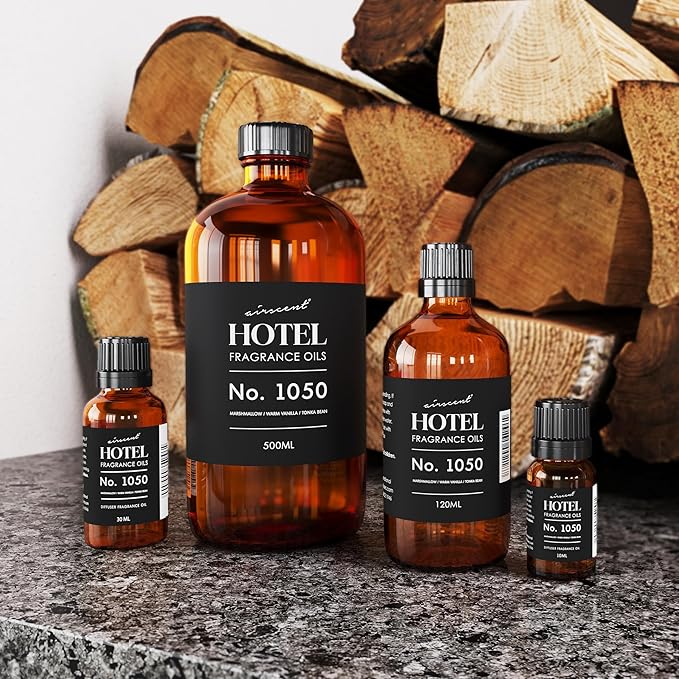 AirScent Warm Vanilla Ritzy Hotel Fragrance Oil No. 1050 - Marshmallow Vanilla Tonka Bean - Hotel Diffuser Oil for Ultrasonic and Waterless Diffusers and Crafting - 120 mL, 4 fl oz Dropper Bottle