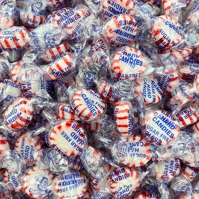 Sugar Free Peppermint Starlight Mints Hard Candy - 1 lb Bulk Bag Individually Wrapped Keto And Diabetic Friendly Gourmet Peppermint Flavored Candies (16oz)