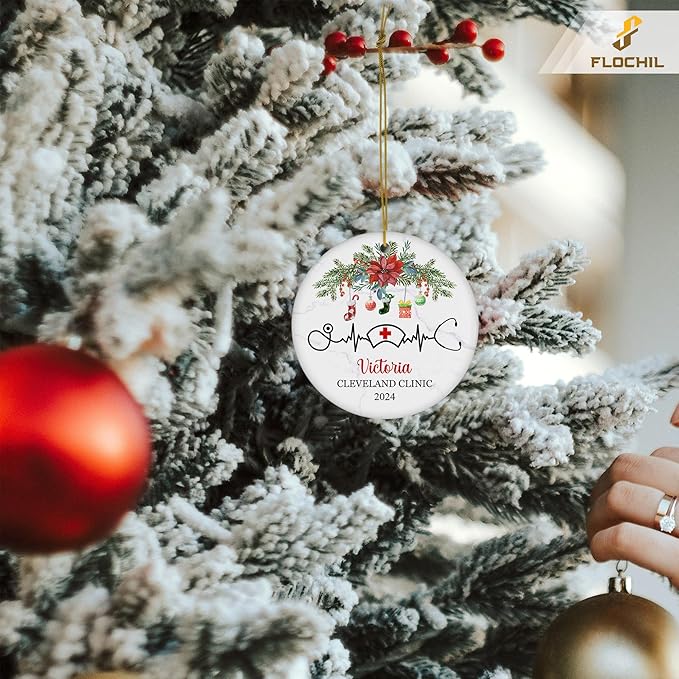 FLOCHIL Personalized Nurses Christmas Ornaments, Custom Ornaments Nurse with Name, Best Nurse Ornament, Gifts for Women, Christmas