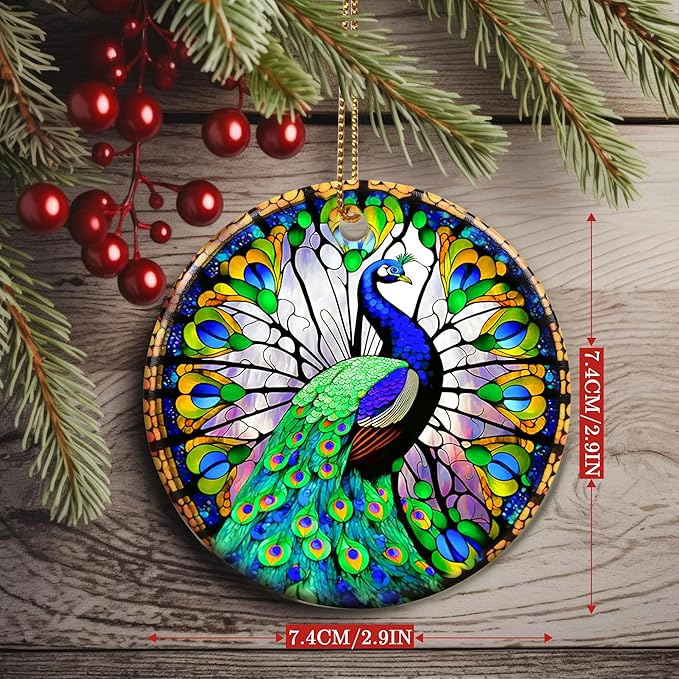 Colorful Ceramic Peacock Christmas Ornament, Peacock Ornaments for Christmas Tree, Holiday Decorations, Christmas Decor, Peacock Lovers, Peacock Gifts, Christmas Ornament Gift Ideas