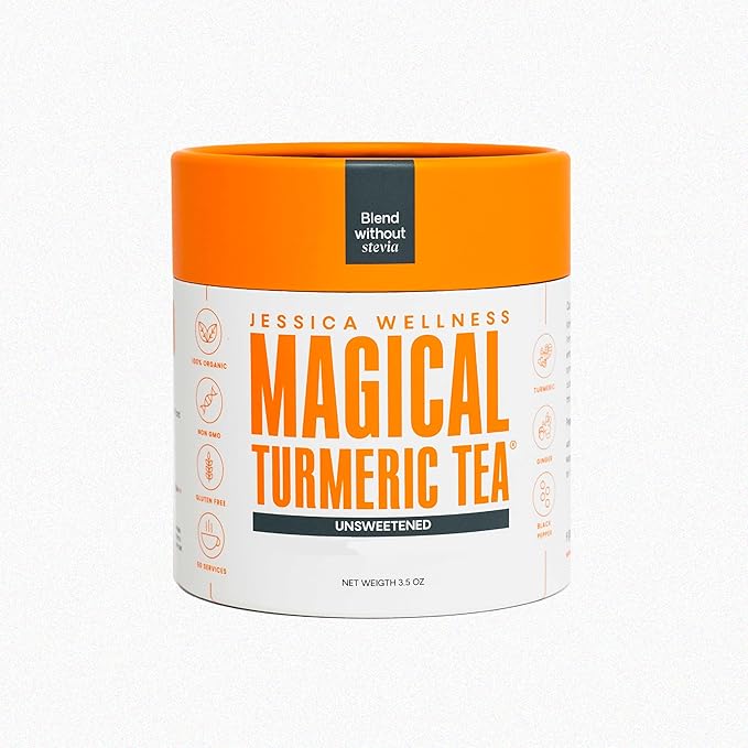 JESSICA WELLNESS Magical Turmeric Tea with Ginger, Black Pepper and Stevia | Turmeric Powder Organic Blend | 3.5 oz (Unsweetened)
