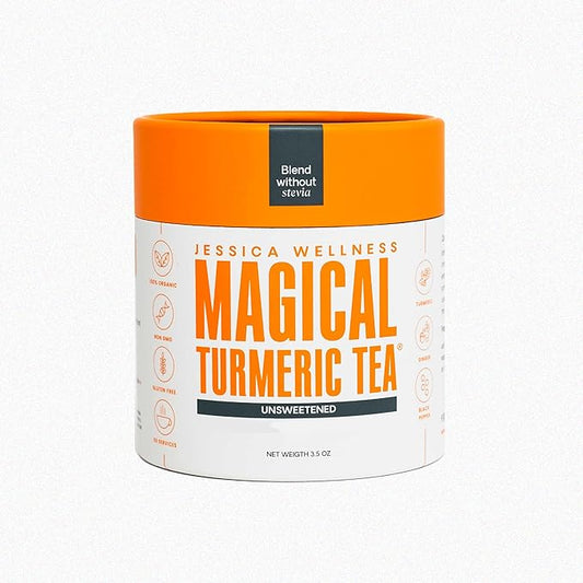 JESSICA WELLNESS Magical Turmeric Tea with Ginger, Black Pepper and Stevia | Turmeric Powder Organic Blend | 3.5 oz (Unsweetened)