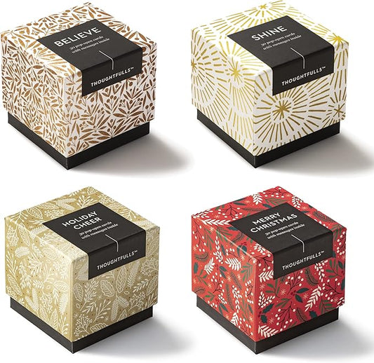 Compendium ThoughtFulls Pop-Open Cards — 4-Pack of Believe, Shine, Holiday Cheer, Merry Christmas — 120 Pop-Open Cards, Each with a Different Message Inside