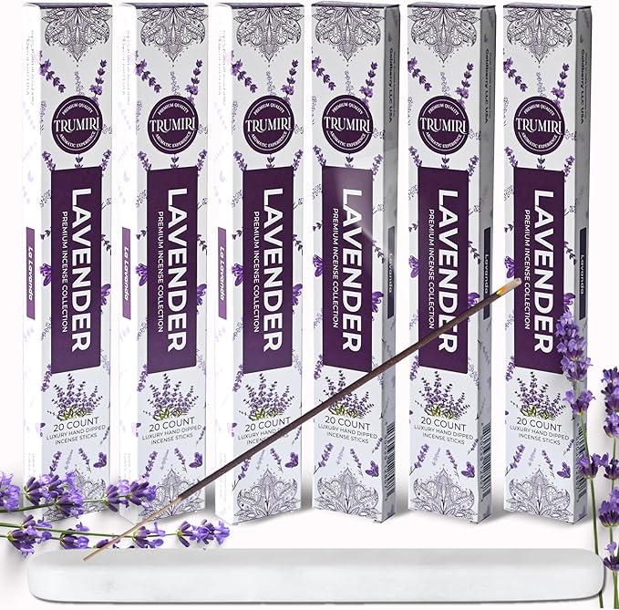 Lavender Incense Sticks - Incienso de Lavanda - Total 120 Insence-Sticks - 6 Packs of 20 Insense - Inciensos - Inscents - Natural Non Toxic Ingredients - Incents - Incence - Inscense - Insents