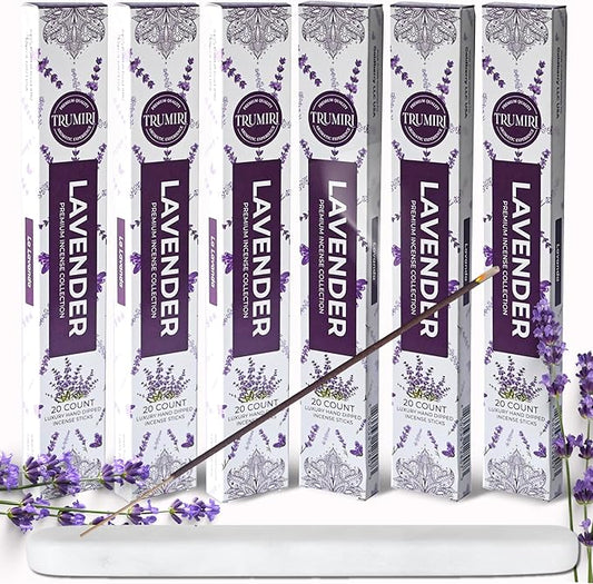 Lavender Incense Sticks - Incienso de Lavanda - Total 120 Insence-Sticks - 6 Packs of 20 Insense - Inciensos - Inscents - Natural Non Toxic Ingredients - Incents - Incence - Inscense - Insents