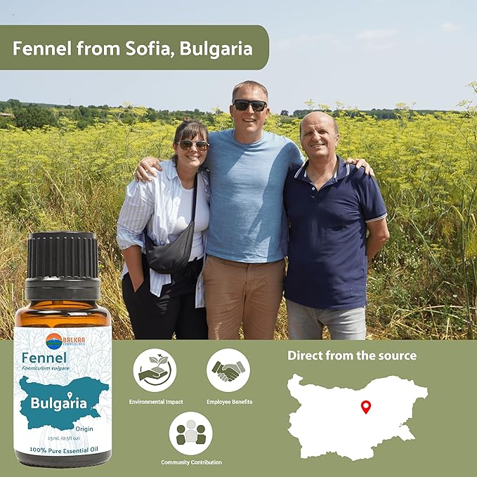 Fennel Essential Oil (Sweet Fennel) - Direct from Balkan Essential Oils - Pure Aromatherapy Diffuser Oils | 100% Pure Therapeutic Grade Natural Aceite de Hinojo (15ml)
