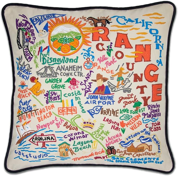 Catstudio Orange County Embroidered Decorative Throw Pillow