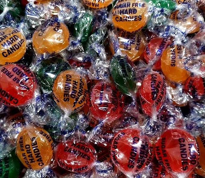 Sugar Free Assorted Fruit Hard Candy Buttons - 1 lb of Fresh Delicious Cherry Orange Lime Individually Wrapped Candy