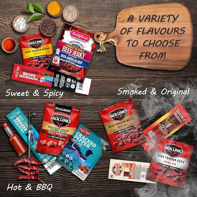 Beef Jerky Gift Baskets For Men - Meat And Cheese Gift Baskets, Birthday Gifts For Men Who Have Everything With Beef Jerky Variety Pack - Gifts For Dad & Care Package