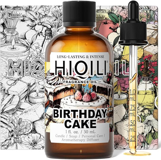 HIQILI Birthday Cake Fragrance Oil for Diffusers, Candle & Soap Making, Add to Aromatic Air Freshener Spray, Premium Grade - 1Fl Oz