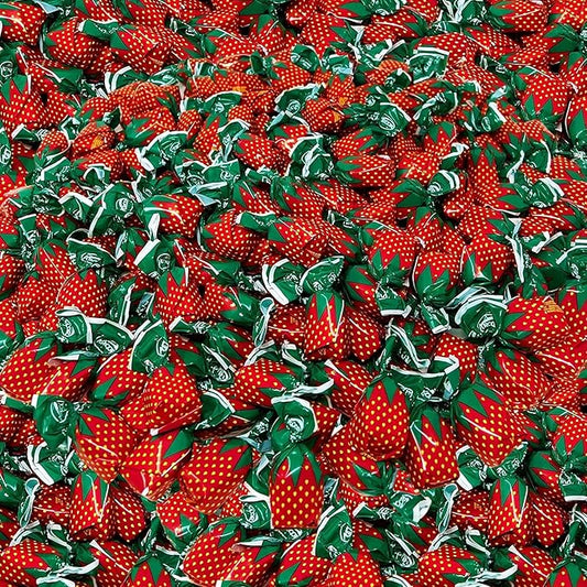 Halloween Strawberry Hard Candy Filled With Real Fruit Pulp - 10 lbs - Strawberry-Flavored Bon Bons Filled with Real Pulp - Bulk American Vintage Candy Assortment - Individually Wrapped, 160 oz.