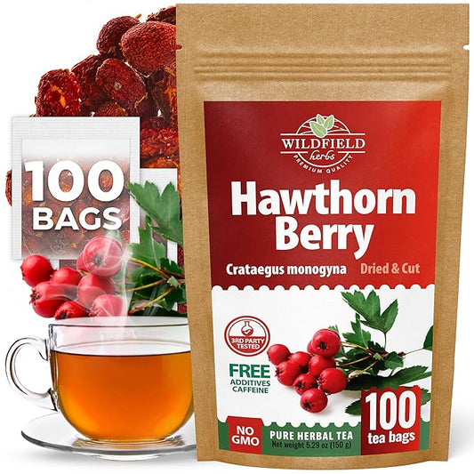 100 Bags Hawthorn Berry Herbal Tea (Crataegi fructus) – 100 Tea Bags 1.5g Hawthorn Fruit Espino Blanco