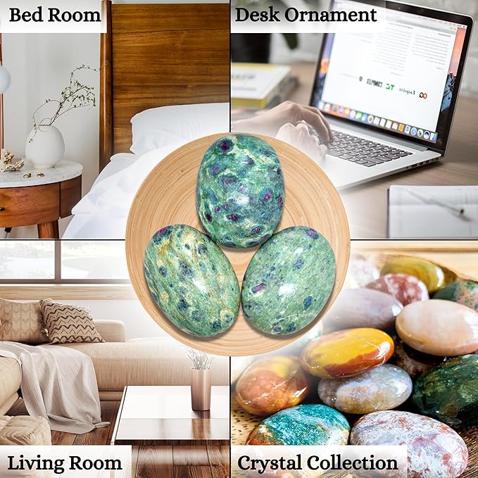 Amazing Gemstone Ruby in Fuchsite Crystals and Healing Stones - Large Palm Stone Crystals Piedra - Crystal for Good Luck, Positive Energy, Meditation - Unique Stocking Stuffers, Gifts for Women, Men