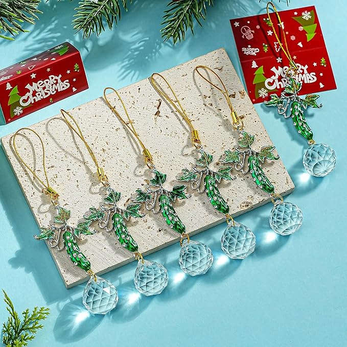 H&D HYALINE & DORA Christmas Pickle Ornament 6 Pcs Xmas Cucumber Ornaments Green Cucumber Christmas Tree Holiday Party Favors Decoration