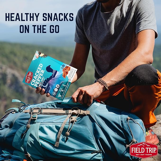 Field Trip Turkey Jerky, Gluten Free, Low Carb, Healthy High Protein Snacks, No Nitrates, All Natural Ingredients, Cracked Pepper, 2.2oz Bags, 4 Pack