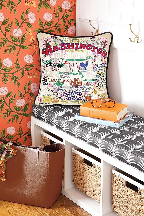 Catstudio Washington DC Embroidered Decorative Throw Pillow