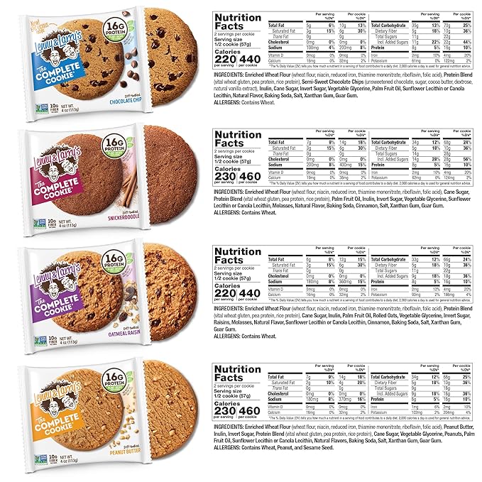 Lenny & Larry's The Complete Cookie, 8 Flavor Variety Pack, Soft Baked, 16g Plant Protein, Vegan, Non-GMO, 4 Ounce Cookie (Pack of 16)