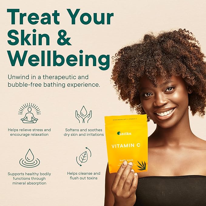 Latika Soaks Set of 3 - Vitamin C Bath Soaks with Sweet Orange and Geranium Rose - Moisturizing Epsom Salt Soaks for Stress Relief, Detox, and Antioxidant Skincare - at Home Spa Retreat