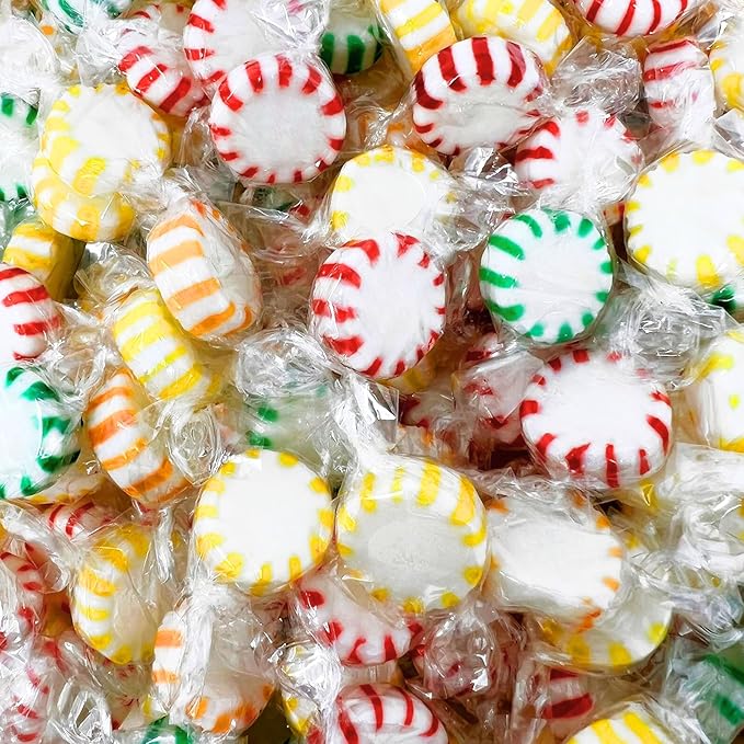 Halloween Fruit Flavored Hard Candy - 6 lbs - Apple, Strawberry, Lemon and Orange Flavored Disks Old School Classic Starlights - Bulk American Vintage Candy Assortment - Individually Wrapped, 96 oz.